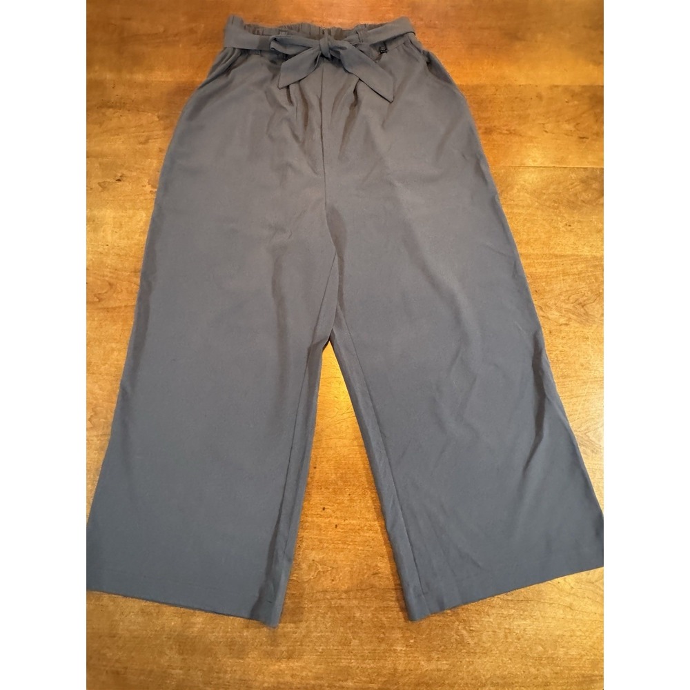 Helly Hansen Women Siren Cropped Pants Gray Pull On Bow‎ Belt Small Petite Lt Wt